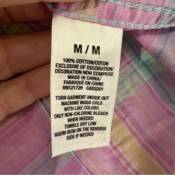 Aeropostale Signature Eighty-Seven Women’s Medium Plaid Button Down Shirt Purple - Picture 13 of 13